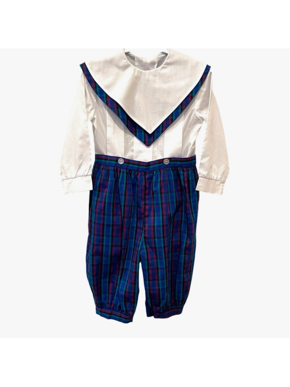 Vintage Lumpkin by Julie Le Corgne Boys Size 4T Buster Suit Romper Set Plaid USA